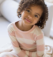 Rugby Stripe Organic Cotton Two-Piece Pajamas - Ranunculus